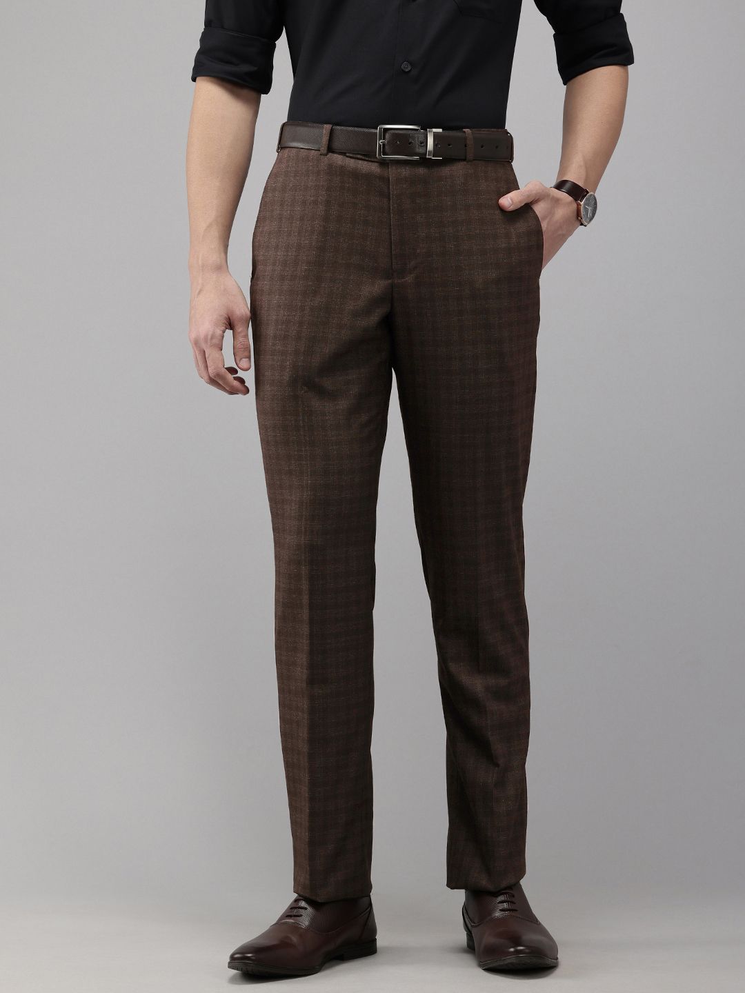 Park Avenue Men Checked Formal Trousers