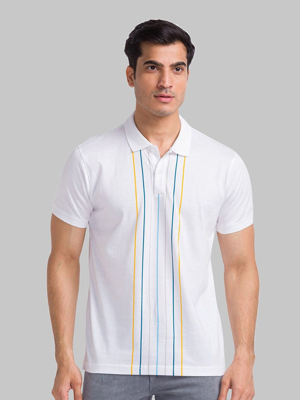Park Avenue Striped Polo Collar Pure Cotton Slim Fit T-shirt
