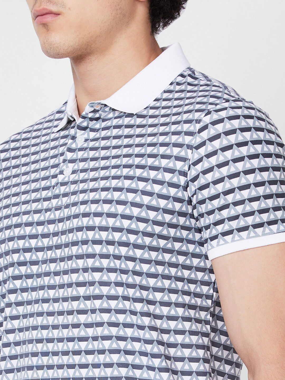 SPYKAR Geometric Printed Polo Collar Cotton Slim Fit T-shirt