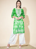 KALINI Paisley Embroidered Chikankari Georgette Straight Kurta