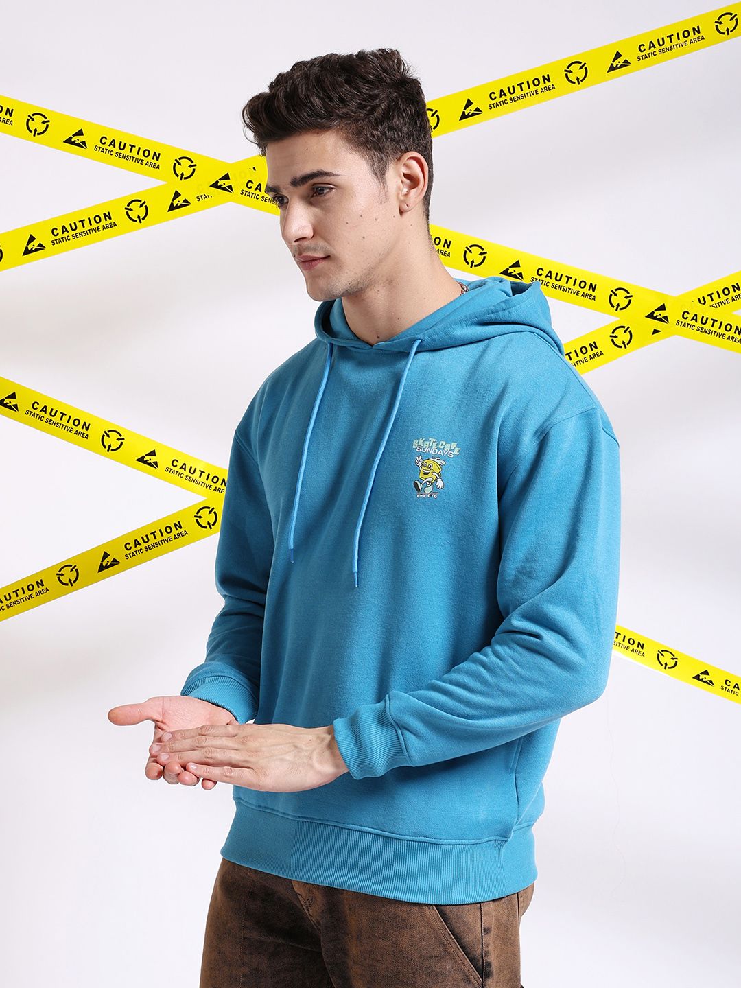 The Indian Garage Co Graphic Back Printed Hooded Oversized Pullover Sweatshirt