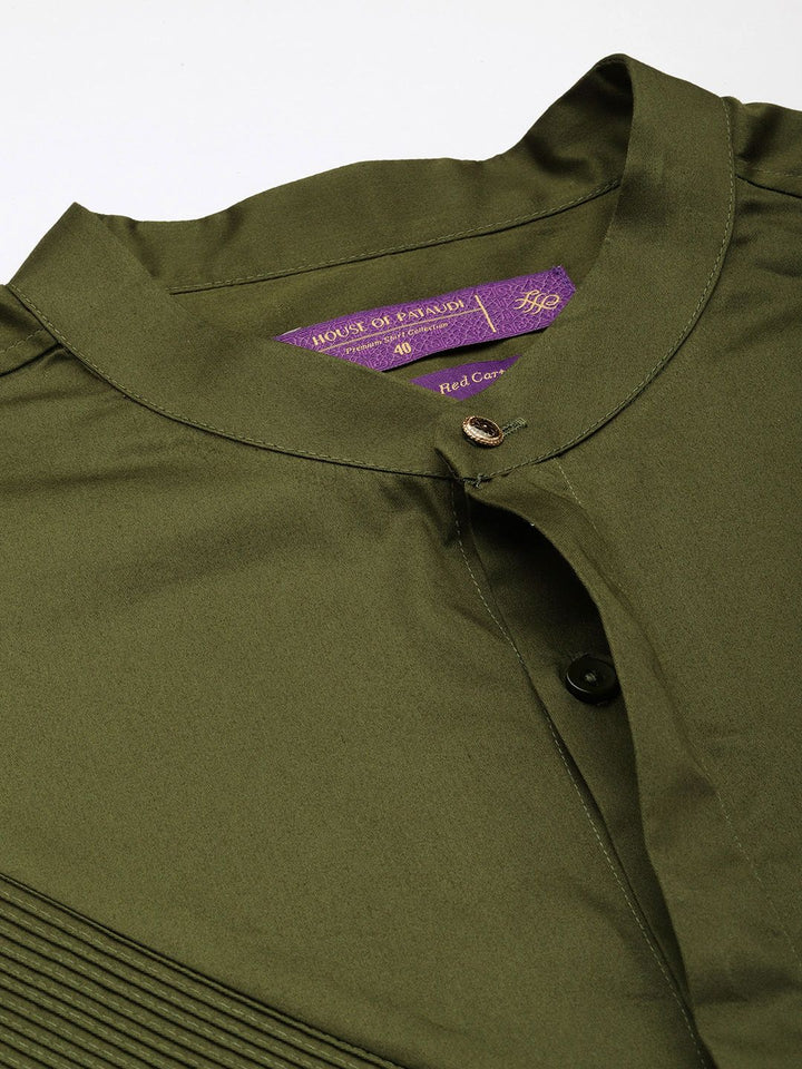 House of Pataudi Pure Cotton Pleated Party Shirt
