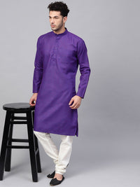 SOJANYA Lelaki Ungu Solid Kurta Lurus