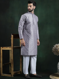 SOJANYA LUXE Ethnic Motifs Embroidered Regular Thread Work Kurta with Pyjamas