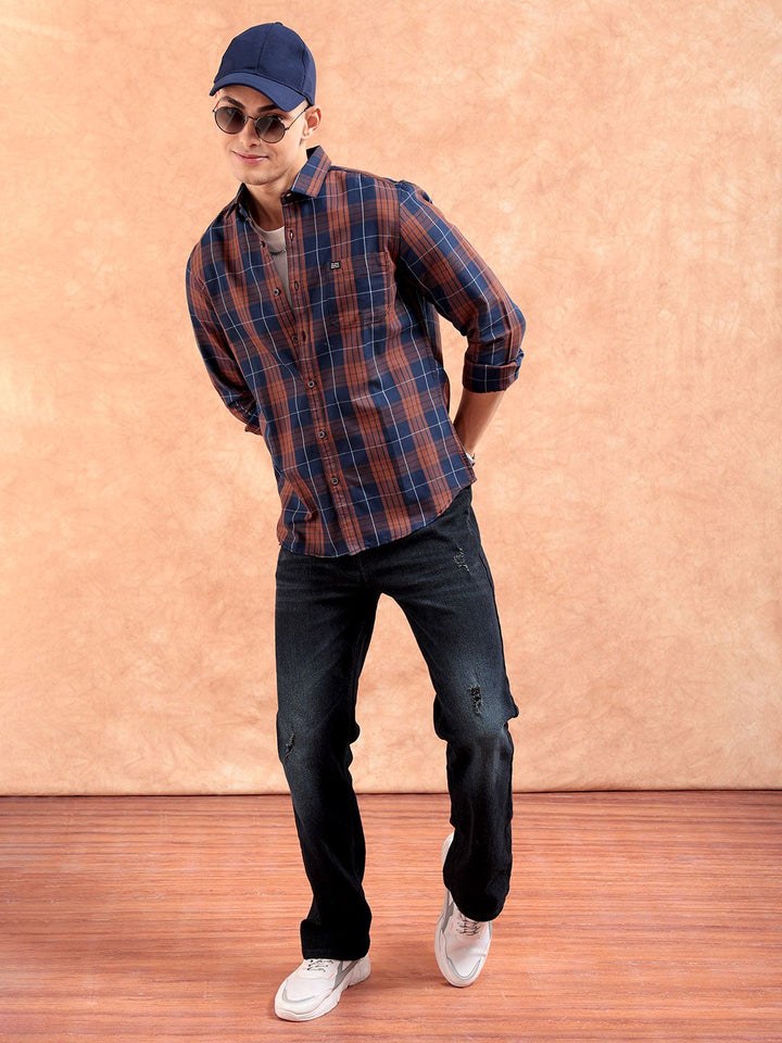 The Indian Garage Co Men Regular Fit Checked Casual Shirt