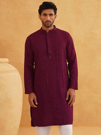 SOJANYA Geometric Embroidered Regular Sequinned Pure Cotton Kurta With Churidar
