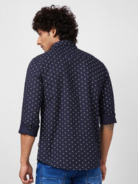 SPYKAR Slim Fit Geometric Printed Pure Cotton Casual Shirt