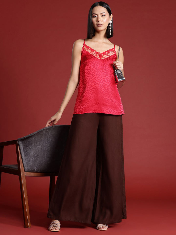 all about you Self-Design Lace Inserts Camisole Top