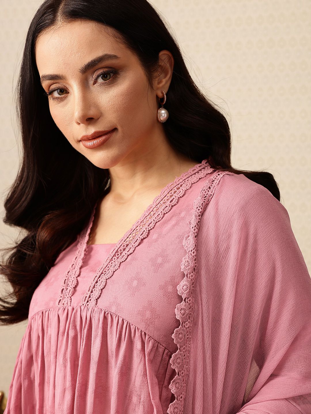 House of Pataudi Empire Pure Cotton Jashn Kurta with Palazzos & Dupatta