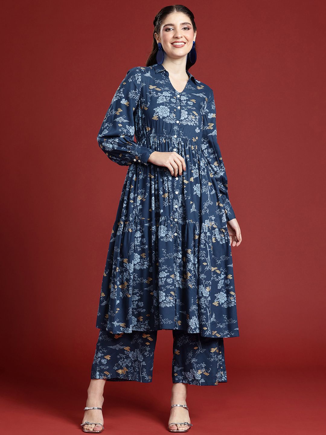 Anouk Ethnic Motifs Printed Regular Kurta with Palazzos