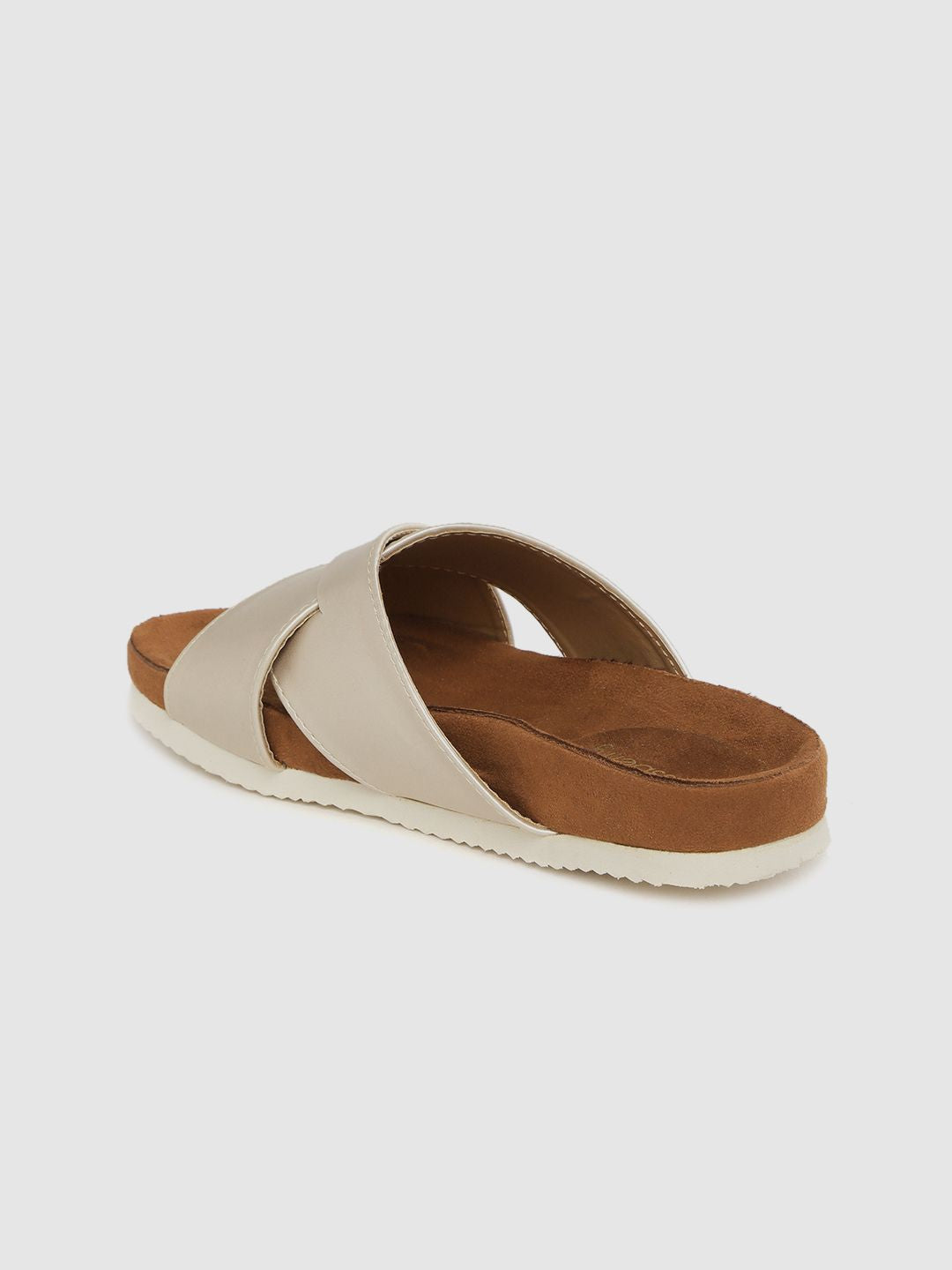 DressBerry Women Gold-Toned Solid Open Toe Flats