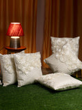 HOSTA HOMES Cream-Coloured Set of 5 Embellished 16" x 16" Square Cushion Covers