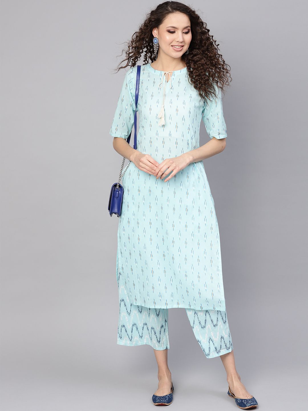 Gerua By Libas Women Blue Printed Kurta with Palazzos