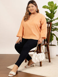 CURVY STREET V-Neck Flared Sleeves Top