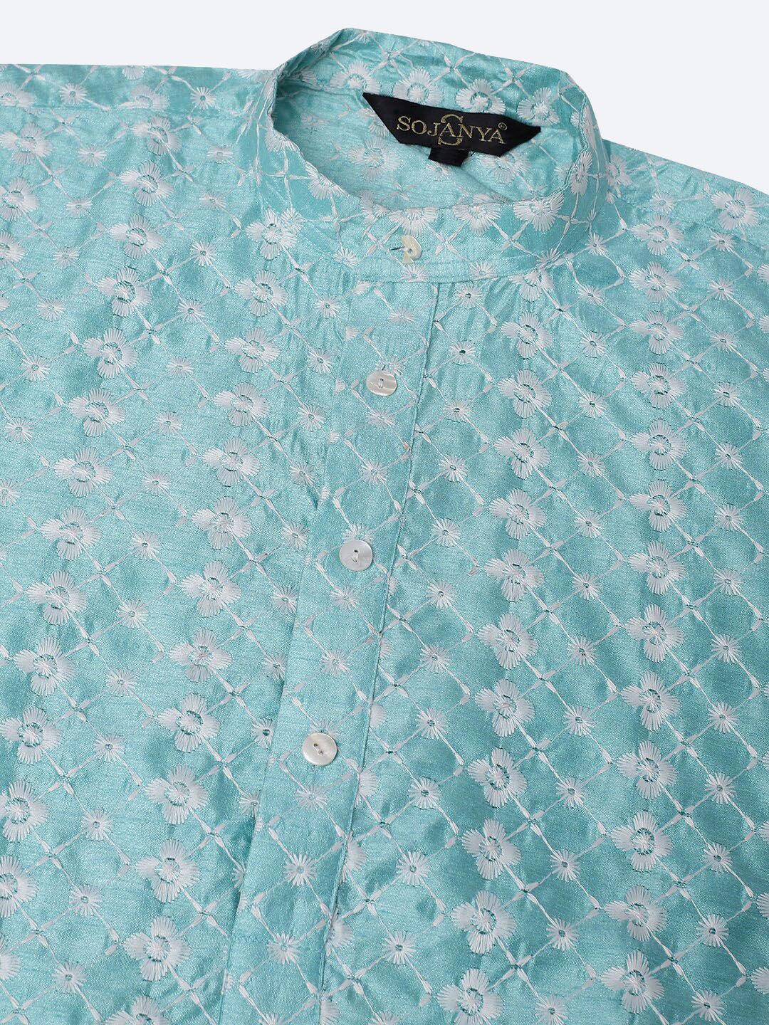 SOJANYA Kurta Kolar Mandarin Sulam Bunga