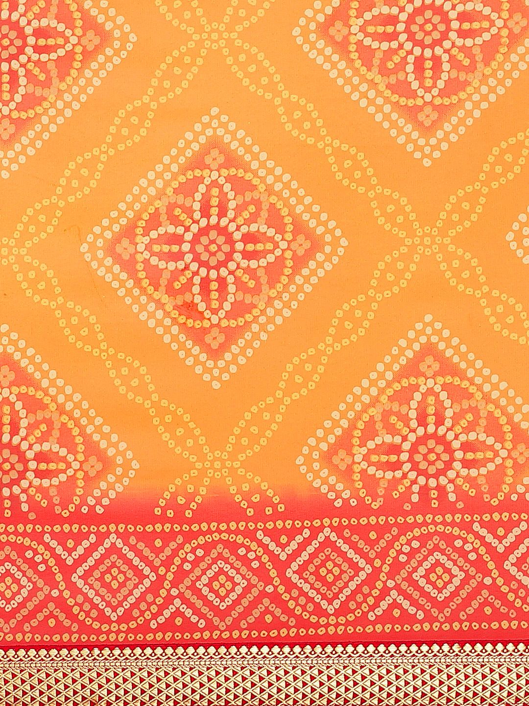 Saree mall Orange & Red Printed Bandhani Saree