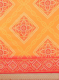 Saree mall Orange & Red Printed Bandhani Saree
