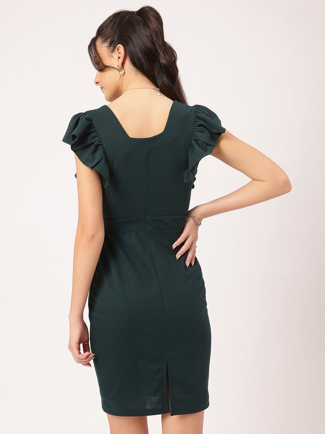 DressBerry Princess-Style Flutter Sleeves Sheath Mini Dress