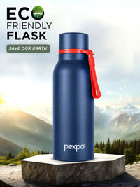 Pexpo Bosco Blue Double wall Thermosteel Hot & Cold Insulated Water Bottle 600ml