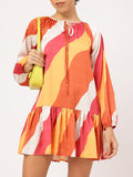 DressBerry Hello Sunshine Tie-Up Neck Abstract Printed Drop-waist Dress