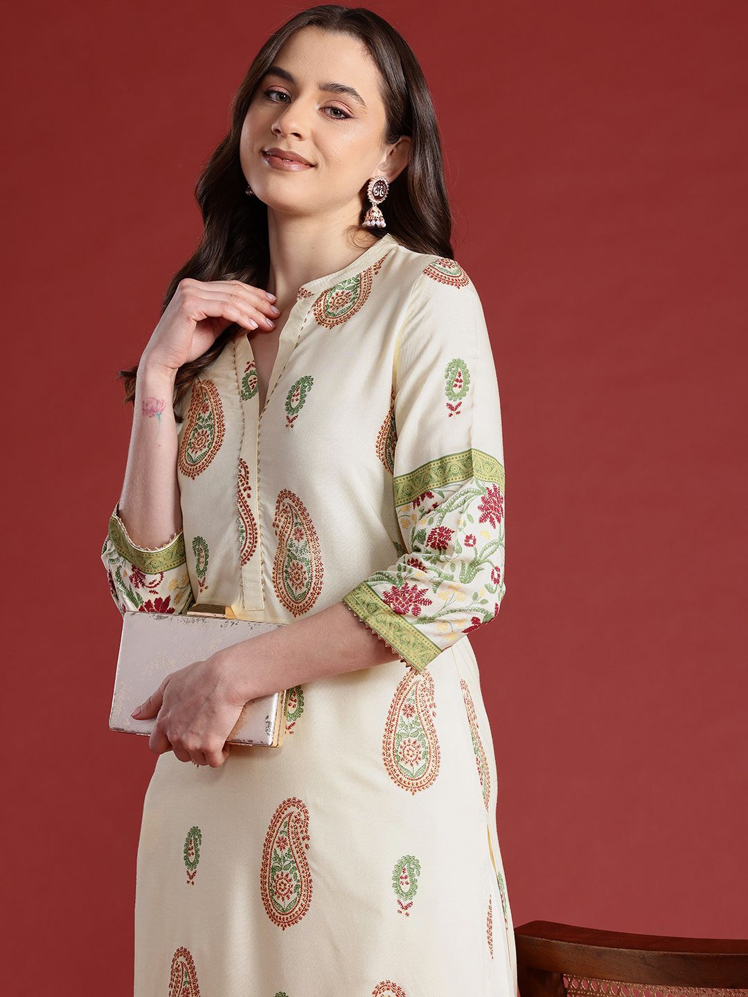 Anouk Paisley Printed Straight Kurta