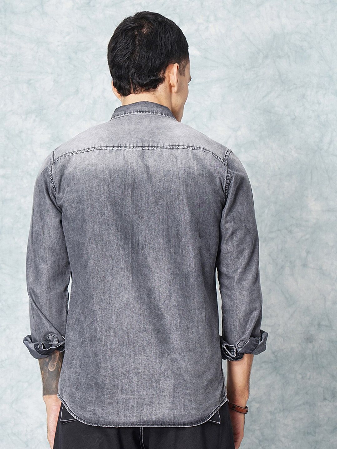 The Indian Garage Co Men Charcoal Black Faded Casual Shirt