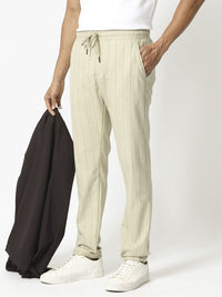 RARE RABBIT Men Striped Mid Rise Slim Fit Trousers