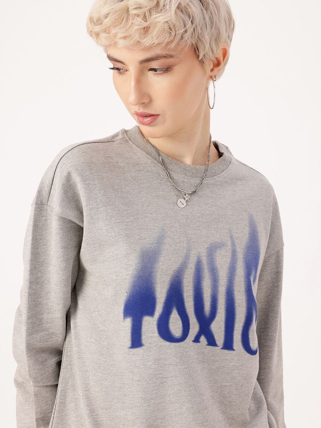 DressBerry Printed Cotton Terry Relaxed Fit Sweatshirt