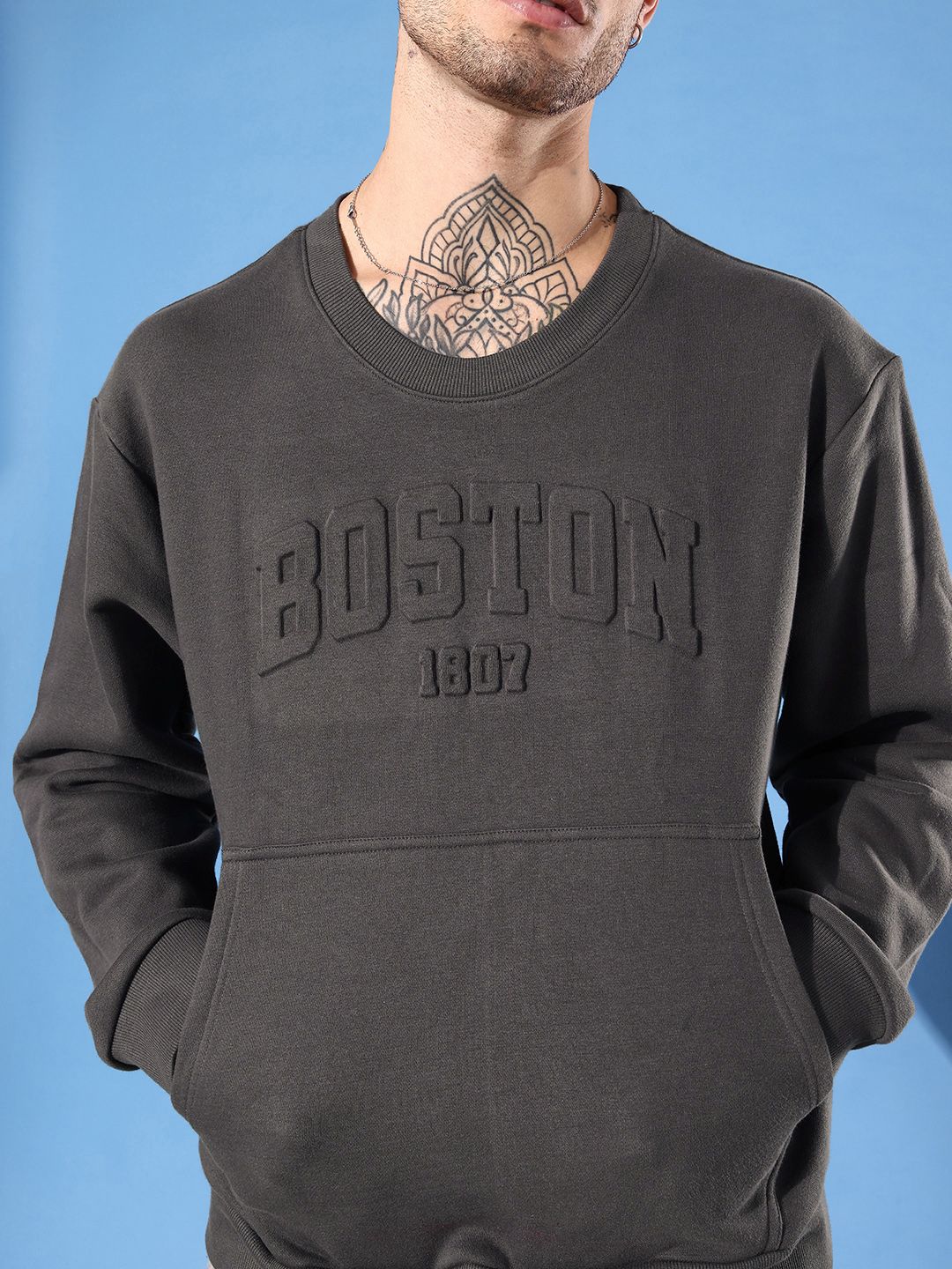 DILLINGER Men Typography Printed Oversized Sweatshirt