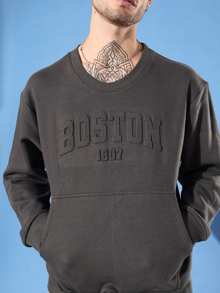 DILLINGER Men Typography Printed Oversized Sweatshirt