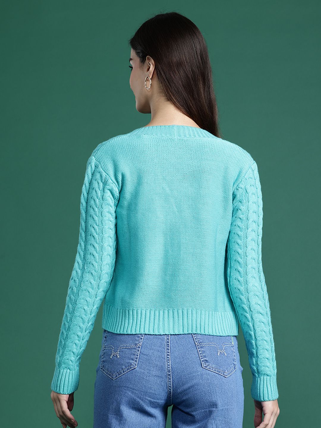 DressBerry Cable Knit Cardigan with Knitted Inner Crop Top