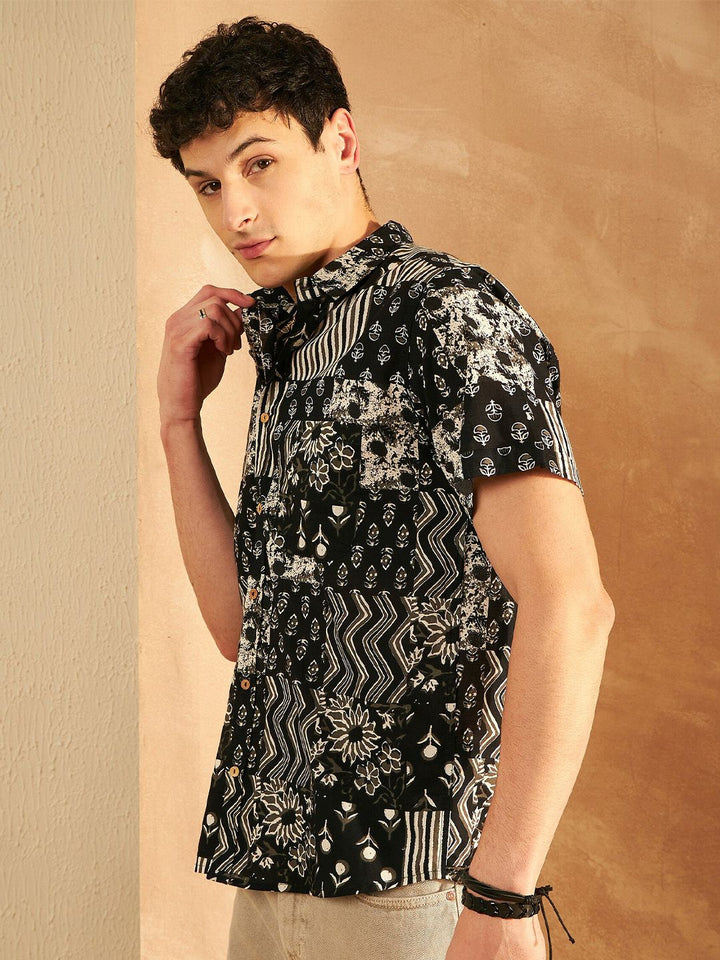 DENNISON Block Printed Oversized Lightweight Casual Shirt