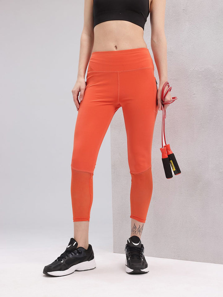 HRX by Hrithik Roshan Women Utility Pockets Rapid-Dry Cropped Mesh Training Tights