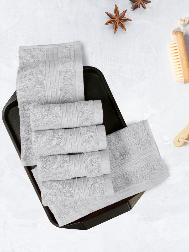 MYTRIDENT Grey 6 Pieces Cotton Soft Comfort 500 GSM Reversible Face Towel