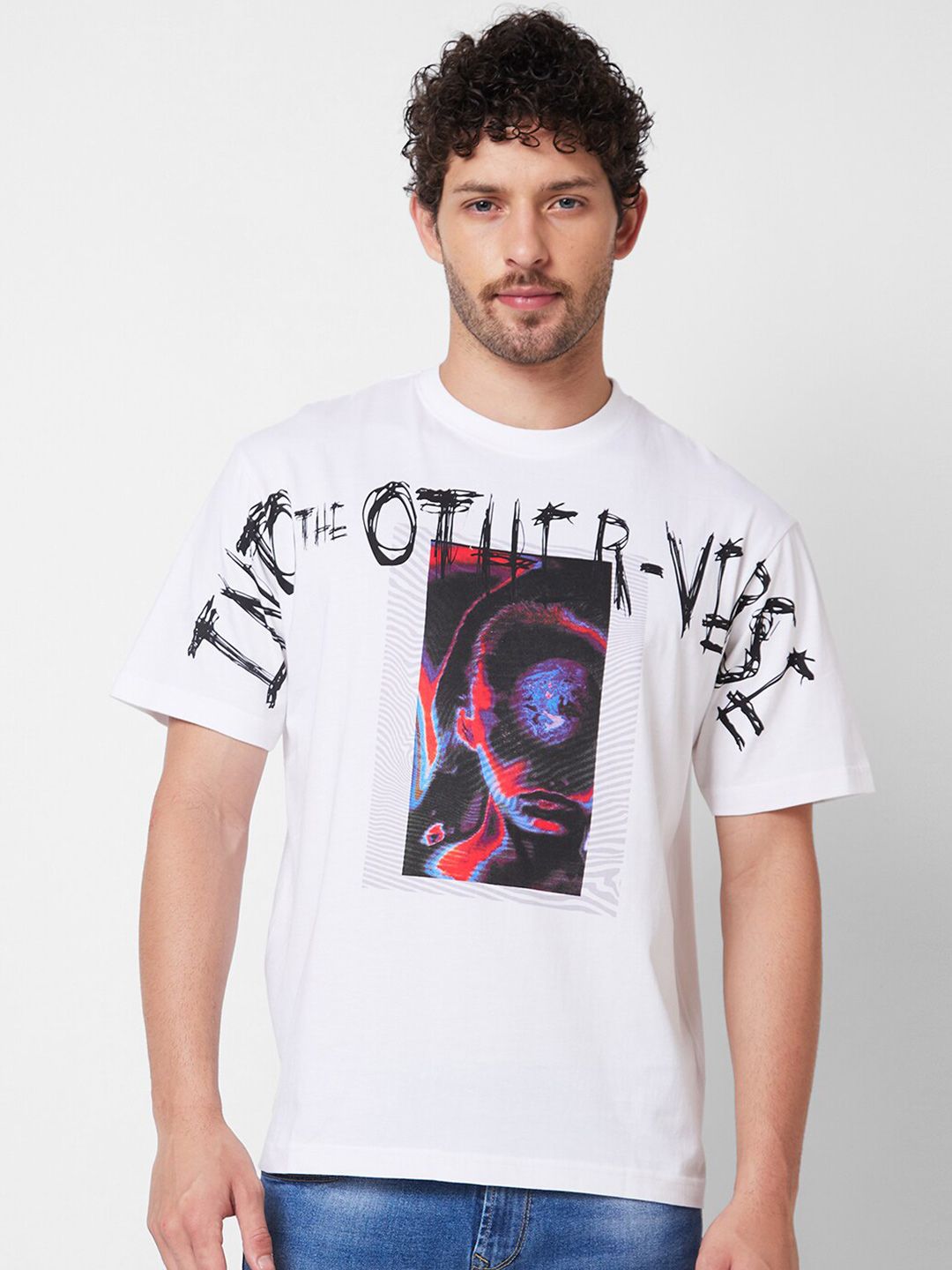 SPYKAR Round Neck Printed Cotton T-shirt
