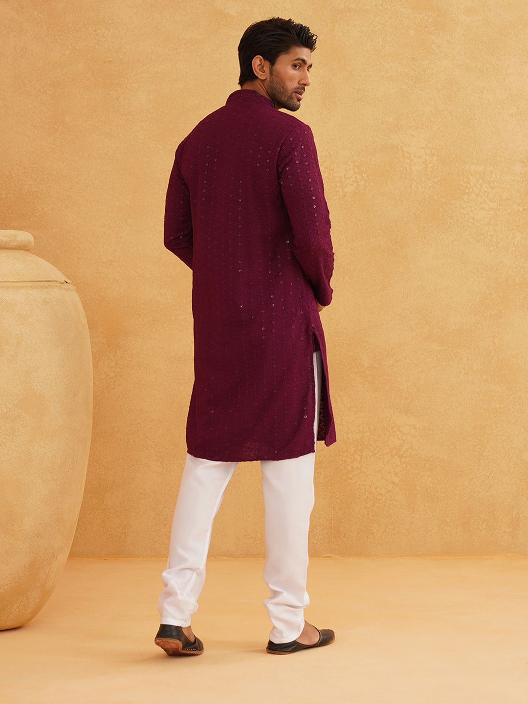 SOJANYA Embroidered Sequined Pure Cotton Kurta With Pyjama