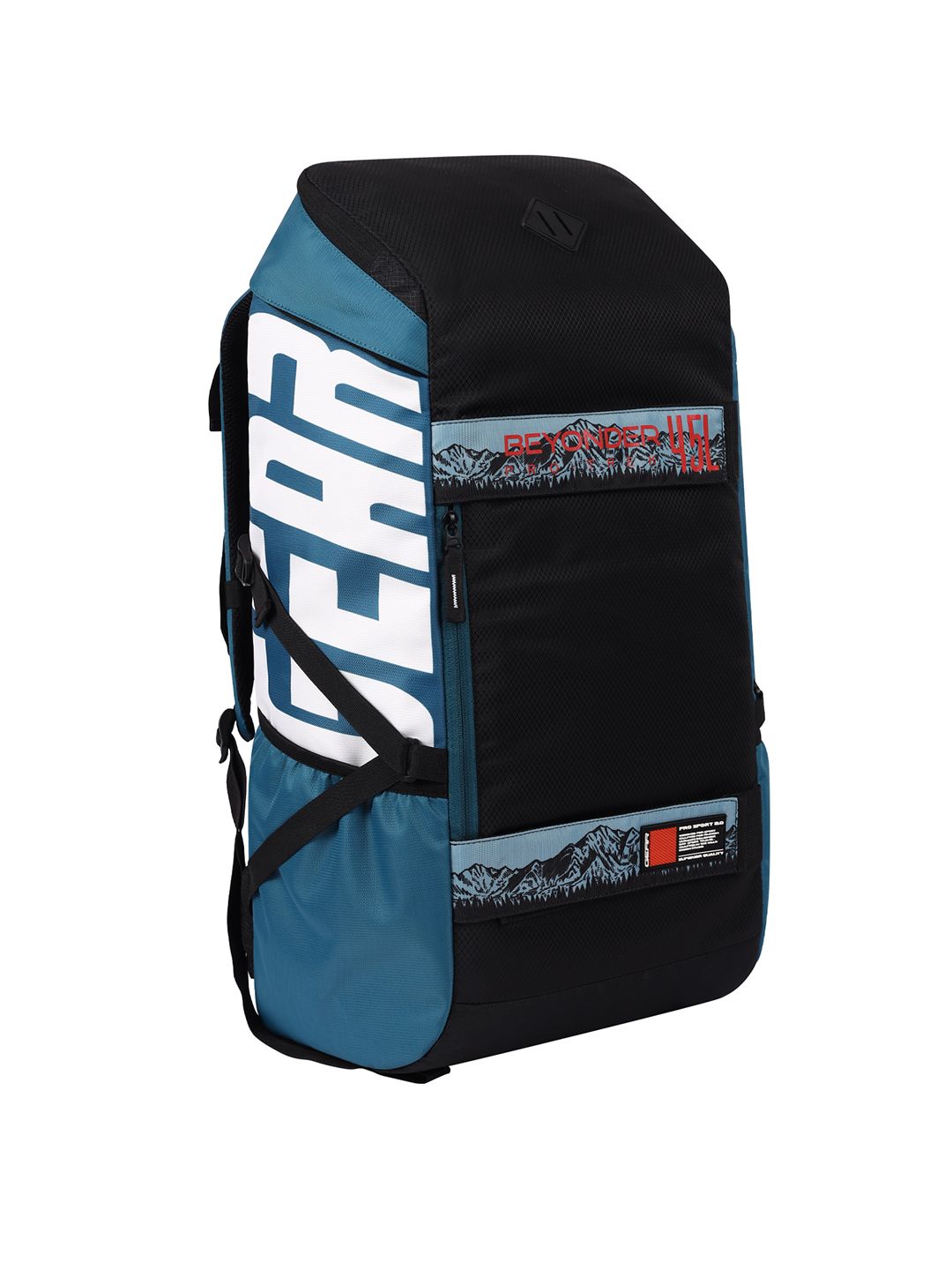 Gear Abstract Printed Black & Blue Rucksacks