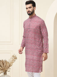 SOJANYA Men Black & Grey Ethnic Motifs Printed Cotton Kurta