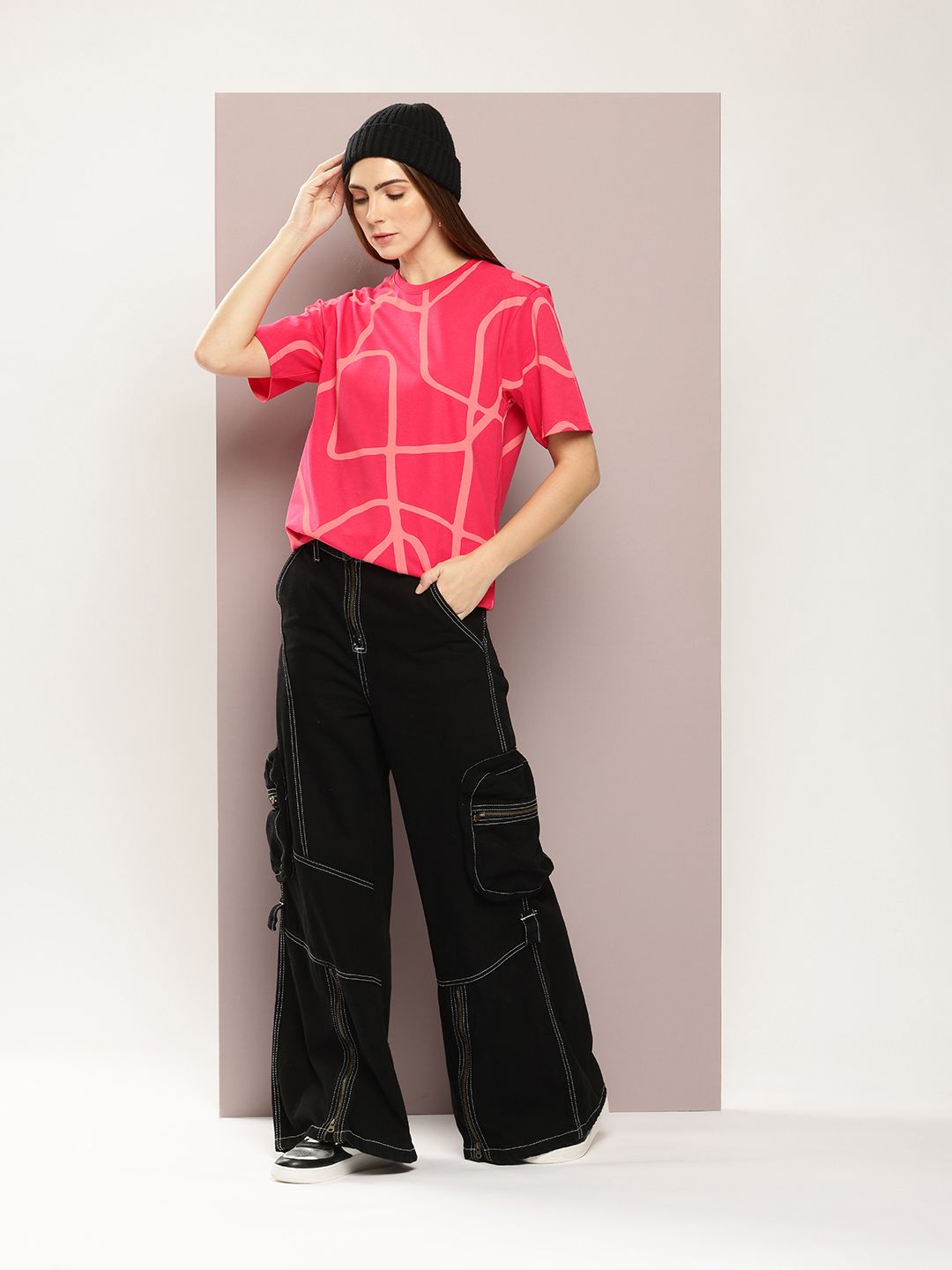 DILLINGER Women Abstract Printed Oversized T-shirt