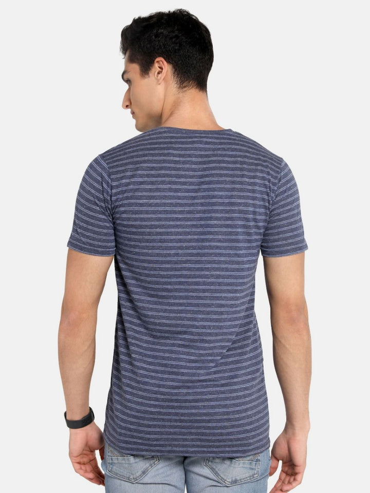 ADRO Men Striped Round Neck Cotton T-shirt