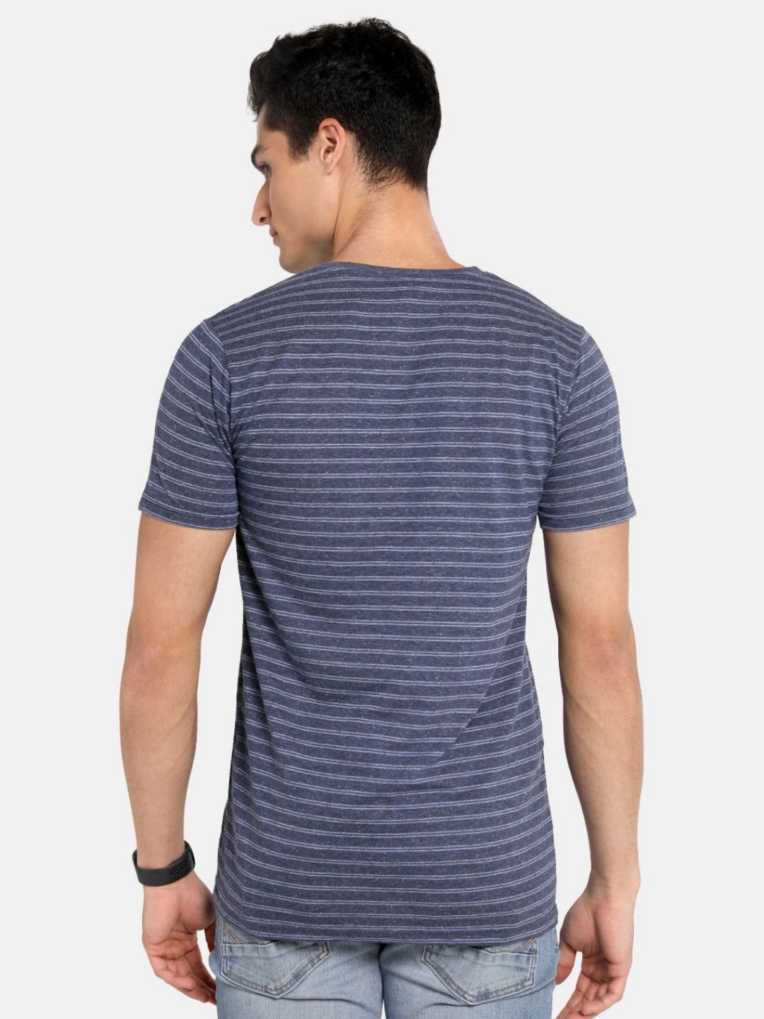 ADRO Men Striped Round Neck Cotton T-shirt