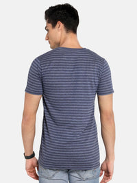 ADRO Men Striped Round Neck Cotton T-shirt