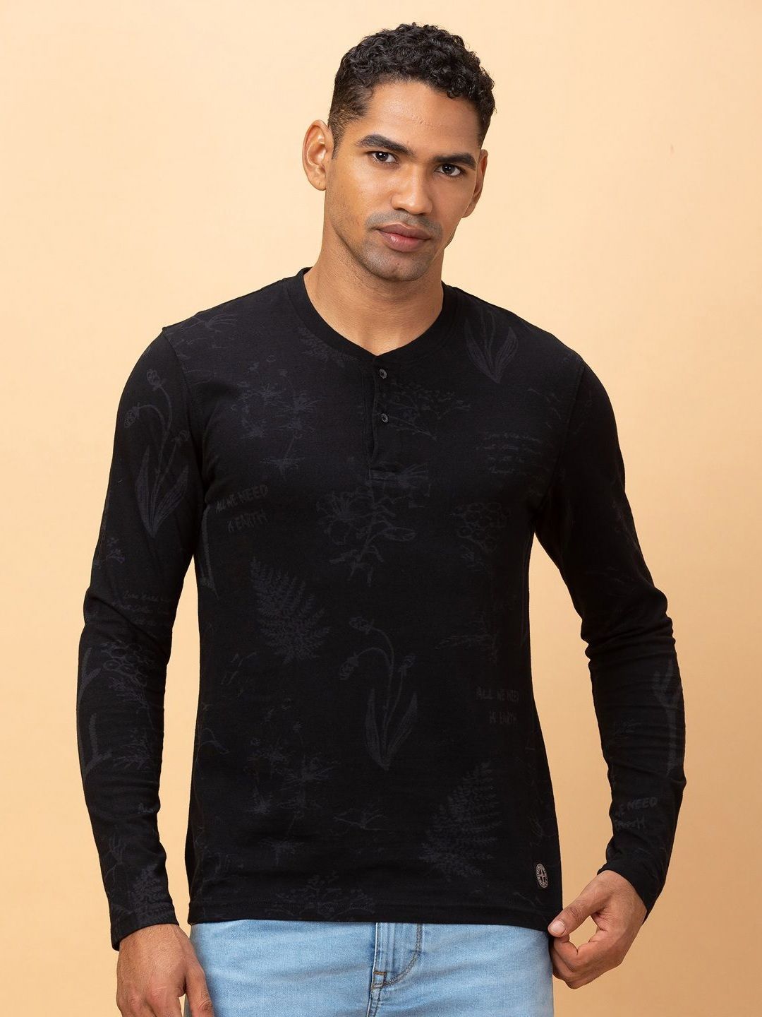 Being Human Men Henley Neck Pockets T-shirt