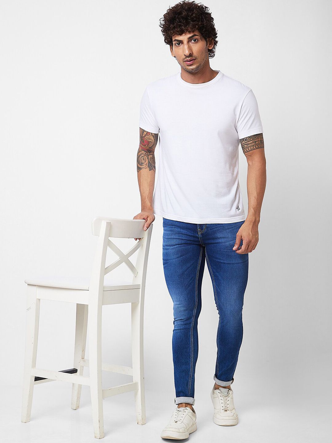 SPYKAR Men Slim Fit Low-Rise Heavy Fade Clean Look Stretchable Jeans