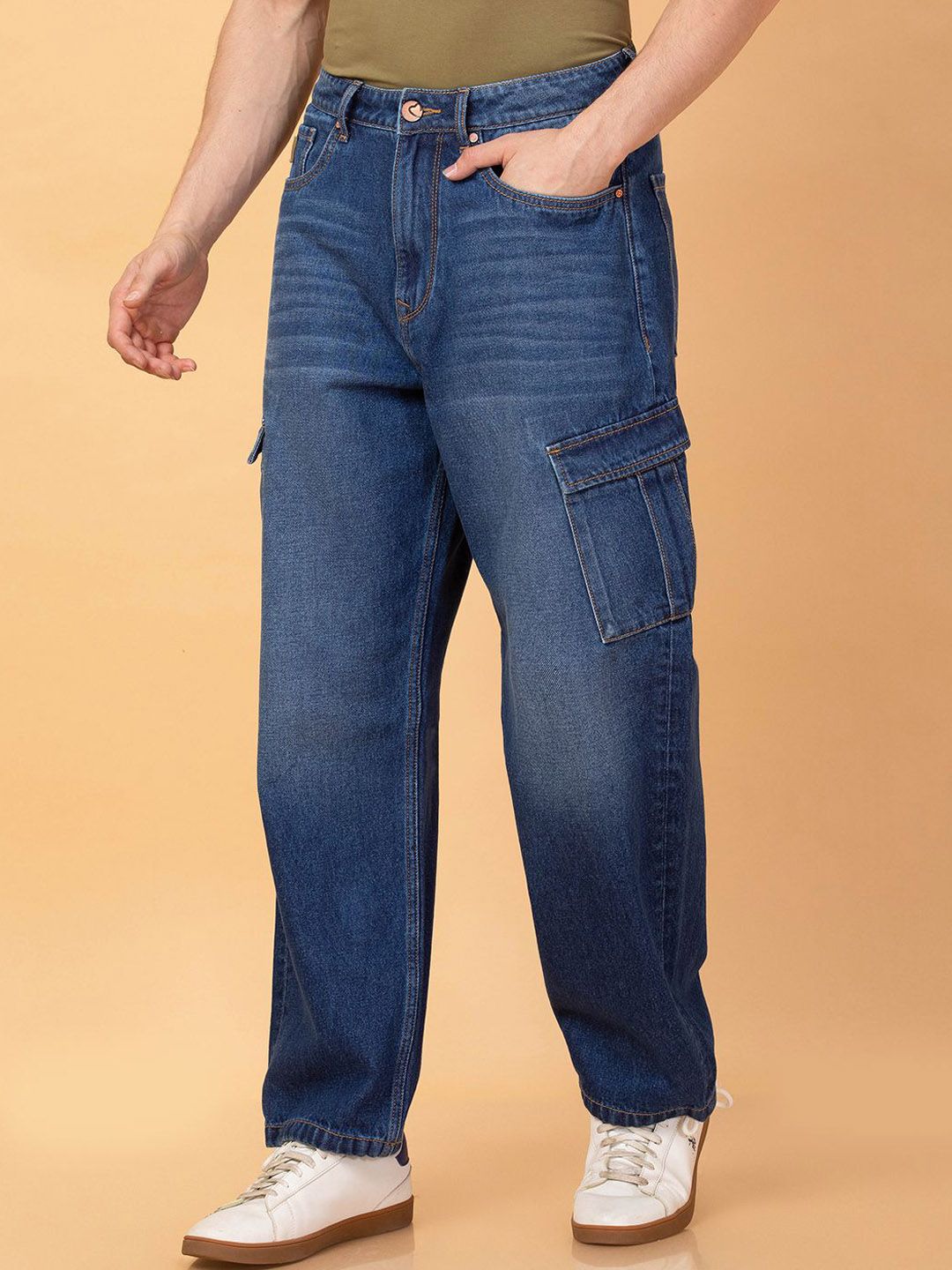Being Human Men Low Distress Light Fade Jeans
