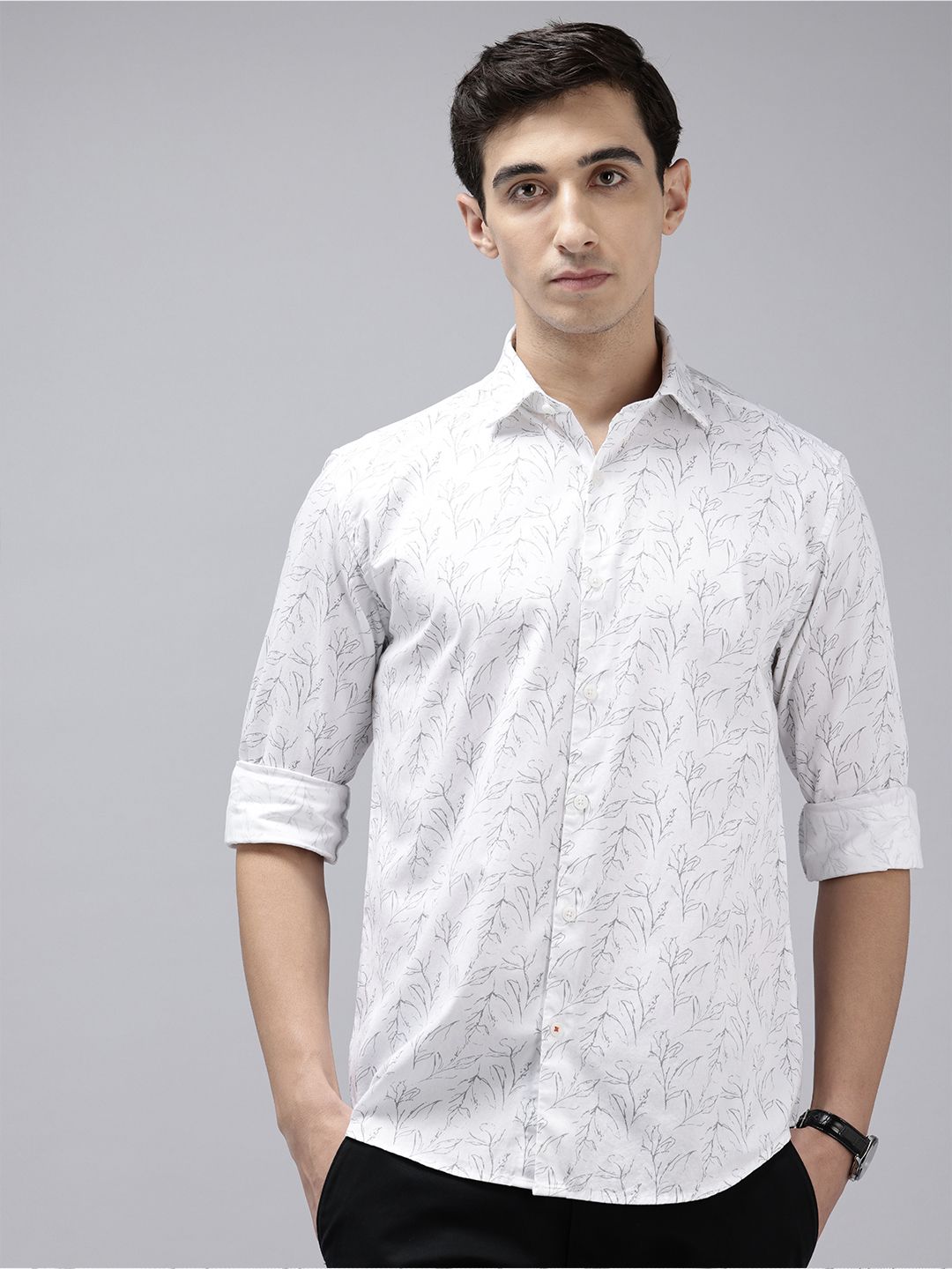 Park Avenue Slim Fit Floral Printed Pure Cotton Casual Shirt