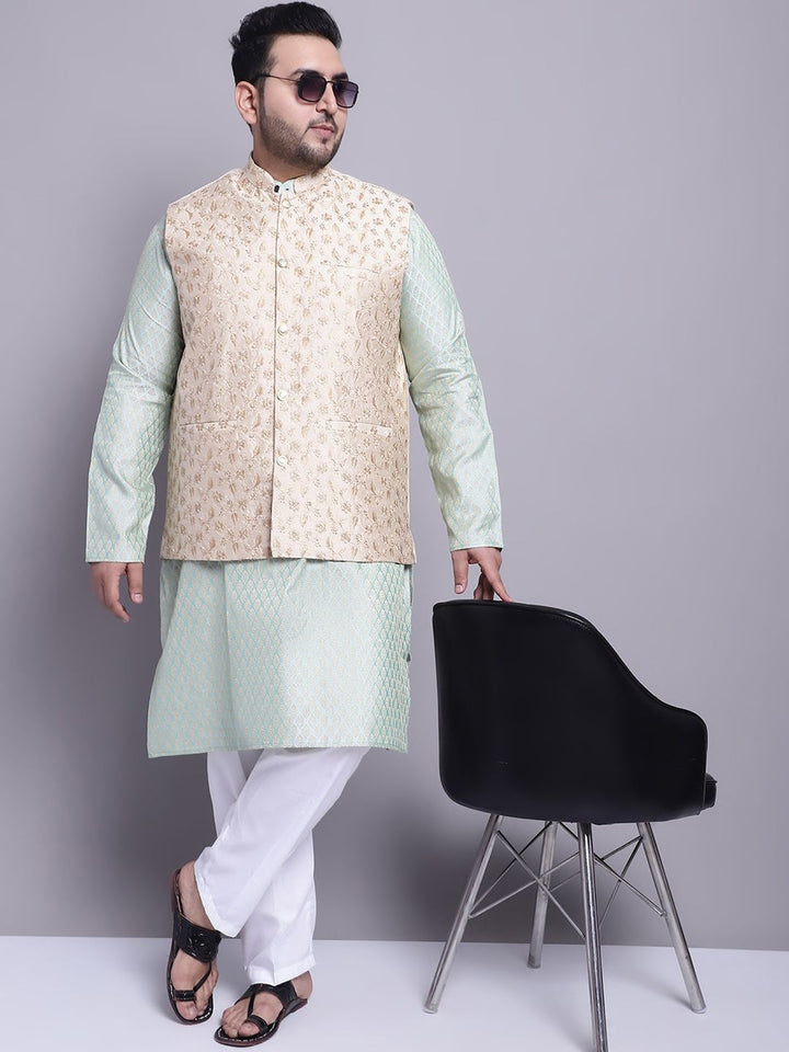 SOJANYA PLUS Plus Size Woven Design Kurta With Pyjamas & Nehru Jacket