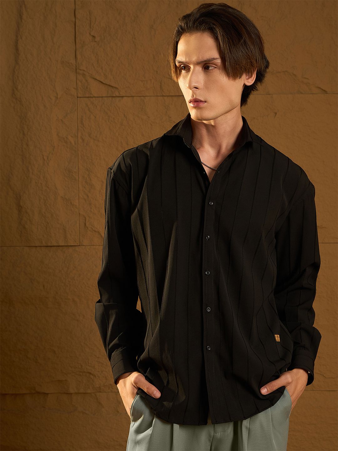Dennison Drop Shoulder Oversized Pintuck Shirt