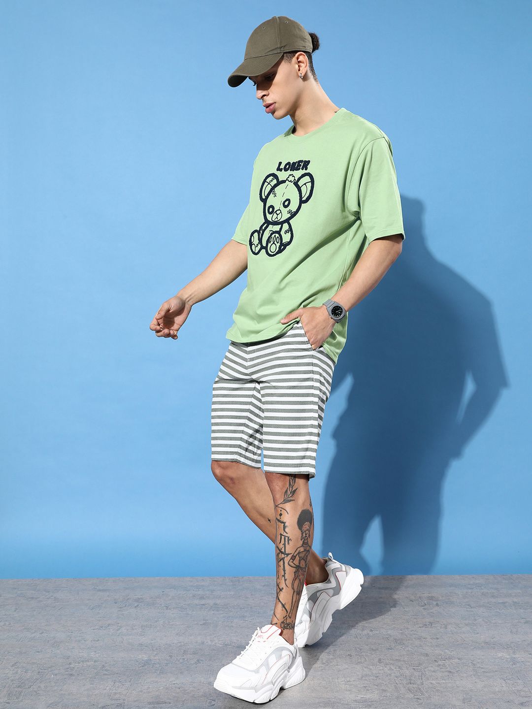 DILLINGER Men Green & Black Printed Oversize T-shirt