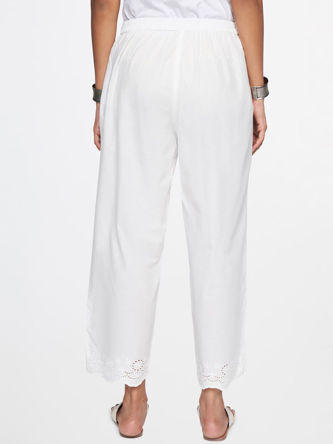 Global Desi Women Hem Design Straight Fit Pure Cotton Palazzos